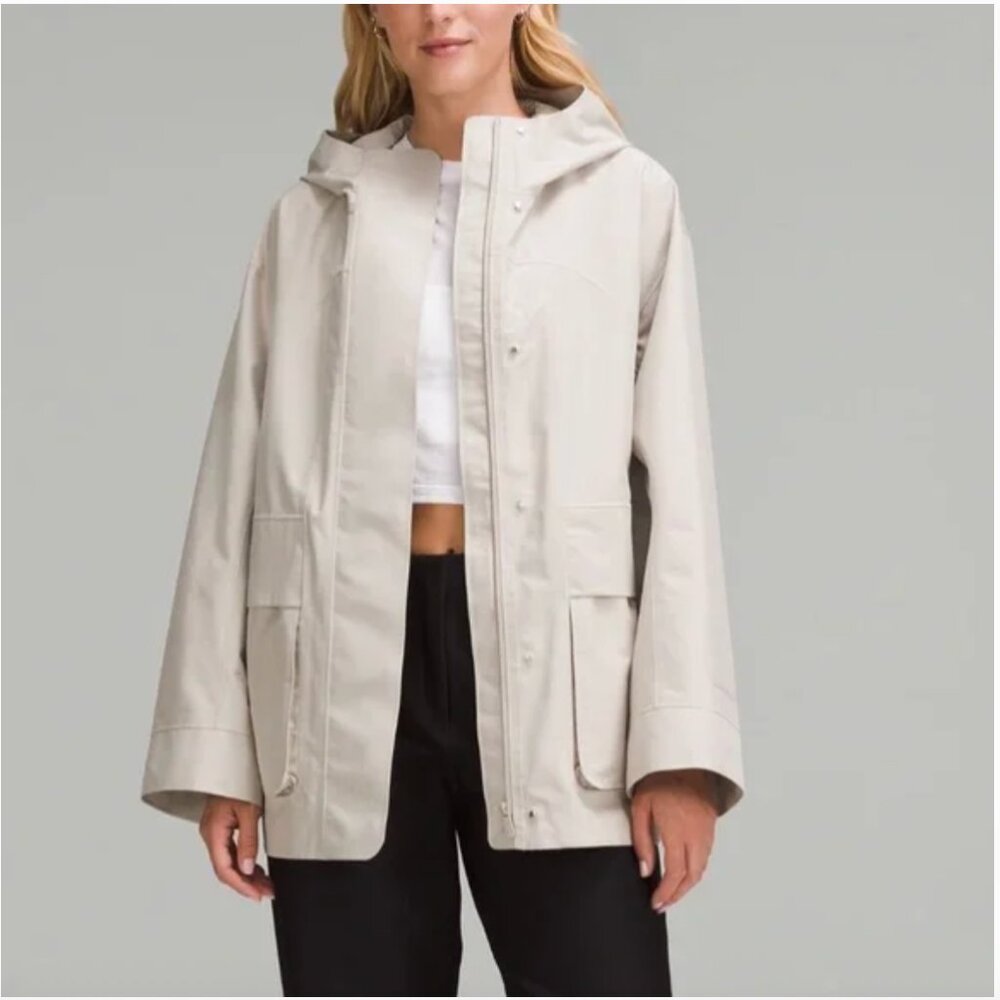 ISO Lululemon Oversized Hooded Rain Jacket in Natural